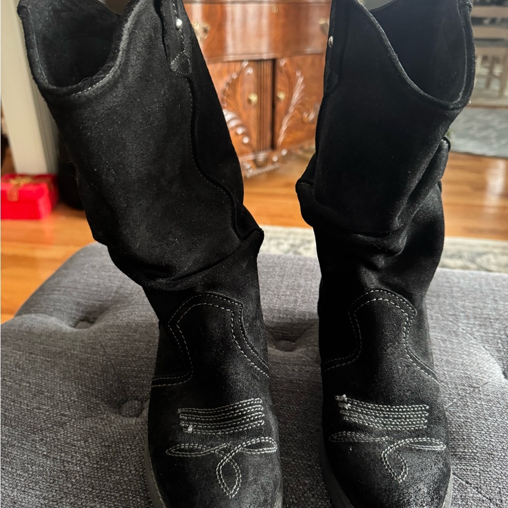 Black Suede Cowboy Boots